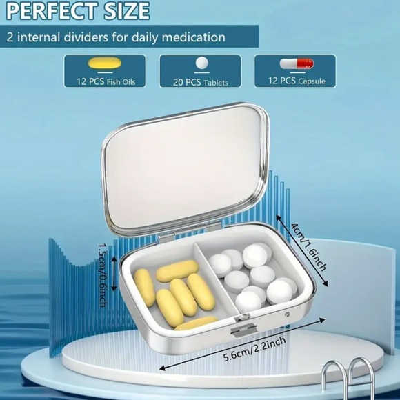 NEW| Cute Whimsical Cozy Cat Pattern Portable Pill Box Case Trinket Organizer - Picture 11 of 13